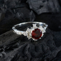 Aisha Luxurious Red Gemstone Halo Ring in Silver