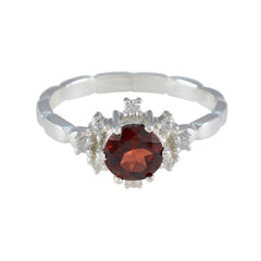 Aisha Luxurious Red Gemstone Halo Ring in Silver Garnet Red