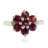 Aisha Luxurious Red Gemstone Ring Floral Design Garnet Red