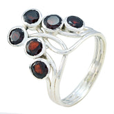 Angel silver ring with six round luxurious red gemstone ring design stones