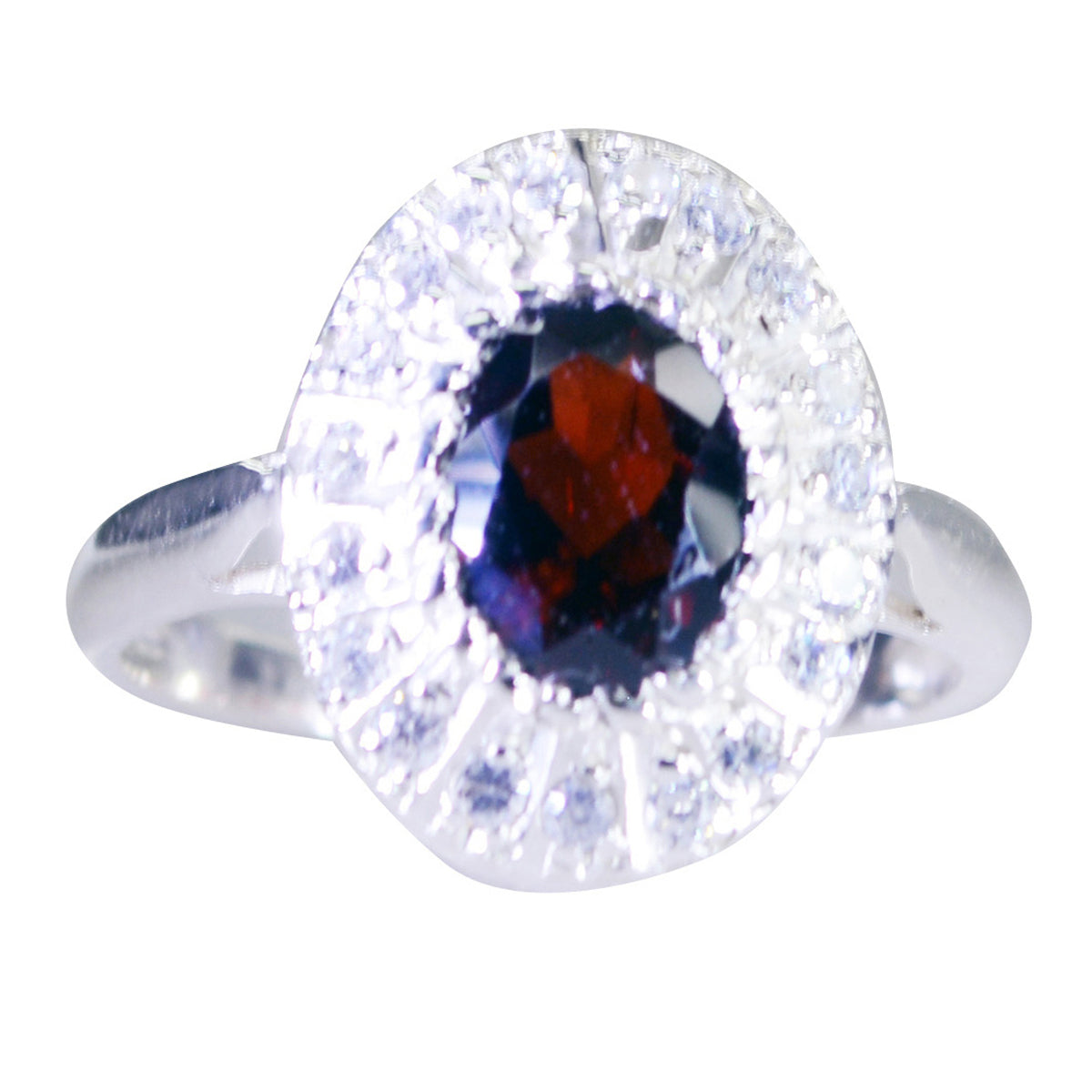 Araya Luxurious Red Halo Ring with Sparkling Stones Garnet Red