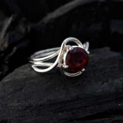 Hana Luxurious Red Solitaire Ring with Silver Band