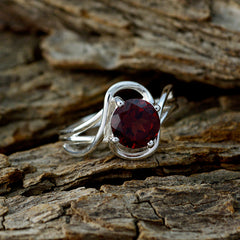 Hana Luxurious Red Solitaire Ring with Silver Band