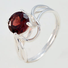Hana Luxurious Red Solitaire Ring with Silver Band