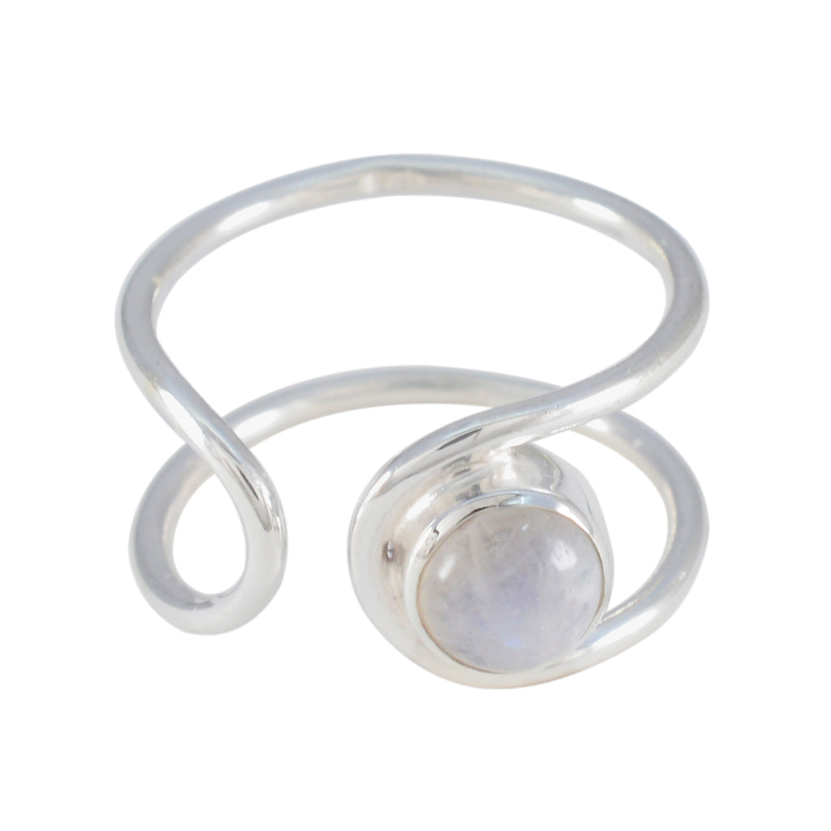 Nari Luxurious White Solitaire Ring Rainbow Moonstone White