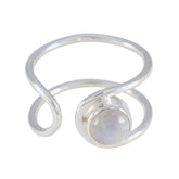 Nari Luxurious White Solitaire Ring Rainbow Moonstone White