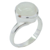 Maya Luxurious White Solitaire Ring Rainbow Moonstone White