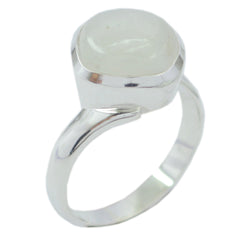 Maya Luxurious White Solitaire Ring Rainbow Moonstone White