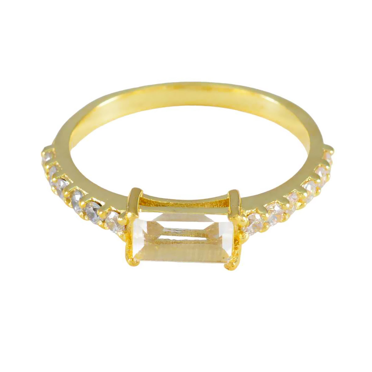 Addison Luxurious White Gemstone Ring with Gold Band White CZ White