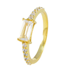 Addison Luxurious White Gemstone Ring with Gold Band