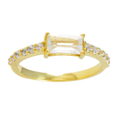 Addison Luxurious White Gemstone Ring with Gold Band