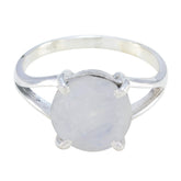 Jia Luxurious White Solitaire Ring with Elegant Design Rainbow Moonstone White