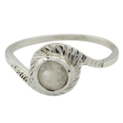 Ling Luxurious White Solitaire Ring Rainbow Moonstone White
