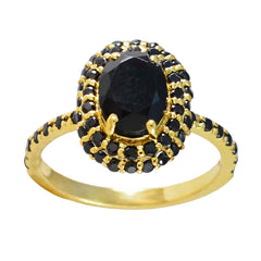 Siti Luxury Black Halo Ring with Gold Plating