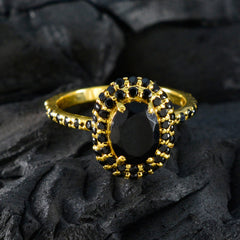 Siti Luxury Black Halo Ring with Gold Plating