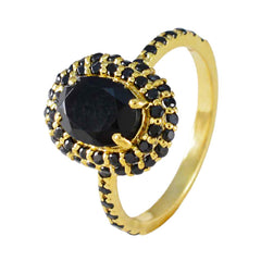 Siti Luxury Black Halo Ring with Gold Plating