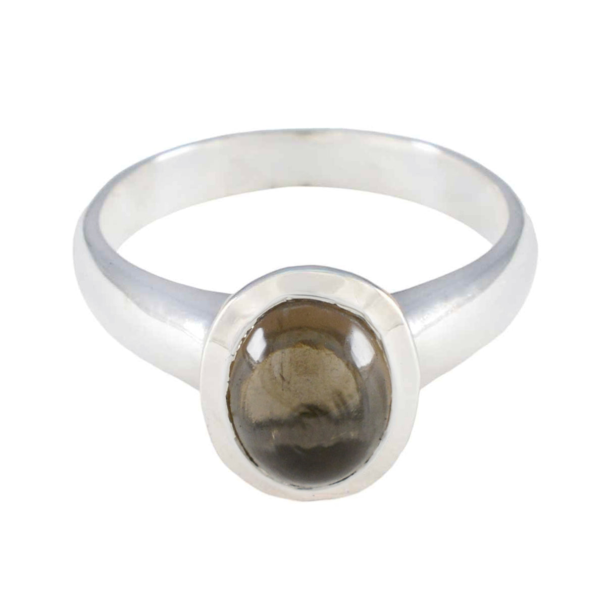 Saanvi Luxury Brown Solitaire Ring with Silver Band Smoky Quartz Brown