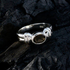 Victoria Luxury Brown Solitaire Ring in Silver