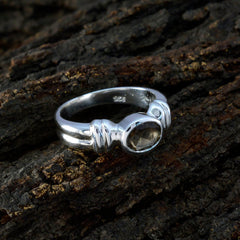 Victoria Luxury Brown Solitaire Ring in Silver