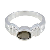 Victoria Luxury Brown Solitaire Ring in Silver Smoky Quartz Brown