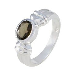 Victoria Luxury Brown Solitaire Ring in Silver