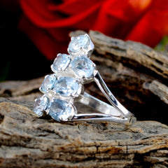 Lourdes luxury gemstone hepta ring with seven clear gemstones set in silver band