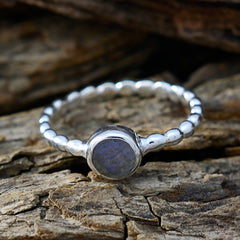 Mia Luxury Grey Solitaire Ring with Beaded Band