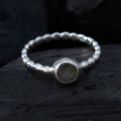 Mia Luxury Grey Solitaire Ring with Beaded Band