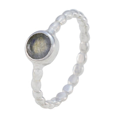 Mia Luxury Grey Solitaire Ring with Beaded Band