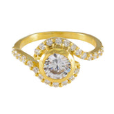 Lourdes luxury halo ring for women featuring a gold band with sparkling clear stones