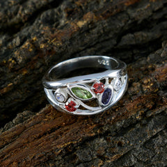 Alejandra Luxury Multicolor Gemstone Ring in Silver