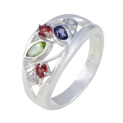 Alejandra Luxury Multicolor Gemstone Ring in Silver