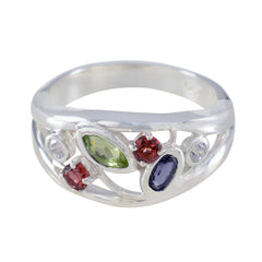 Alejandra Luxury Multicolor Gemstone Ring in Silver Multi Stone Multicolor