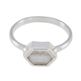 Aisha Luxury Pink Solitaire Ring with Hexagon Stone Rose Quartz Pink