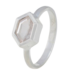 Aisha Luxury Pink Solitaire Ring with Hexagon Stone