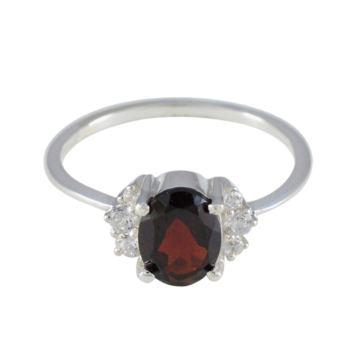 Priya Luxury Red Halo Ring with Sparkling Accent Stones Garnet Red