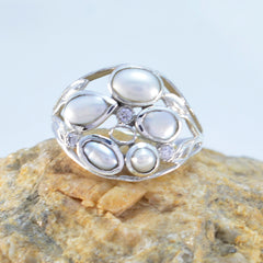 Sofia luxury white gemstone ring with multiple white stones set on silver band