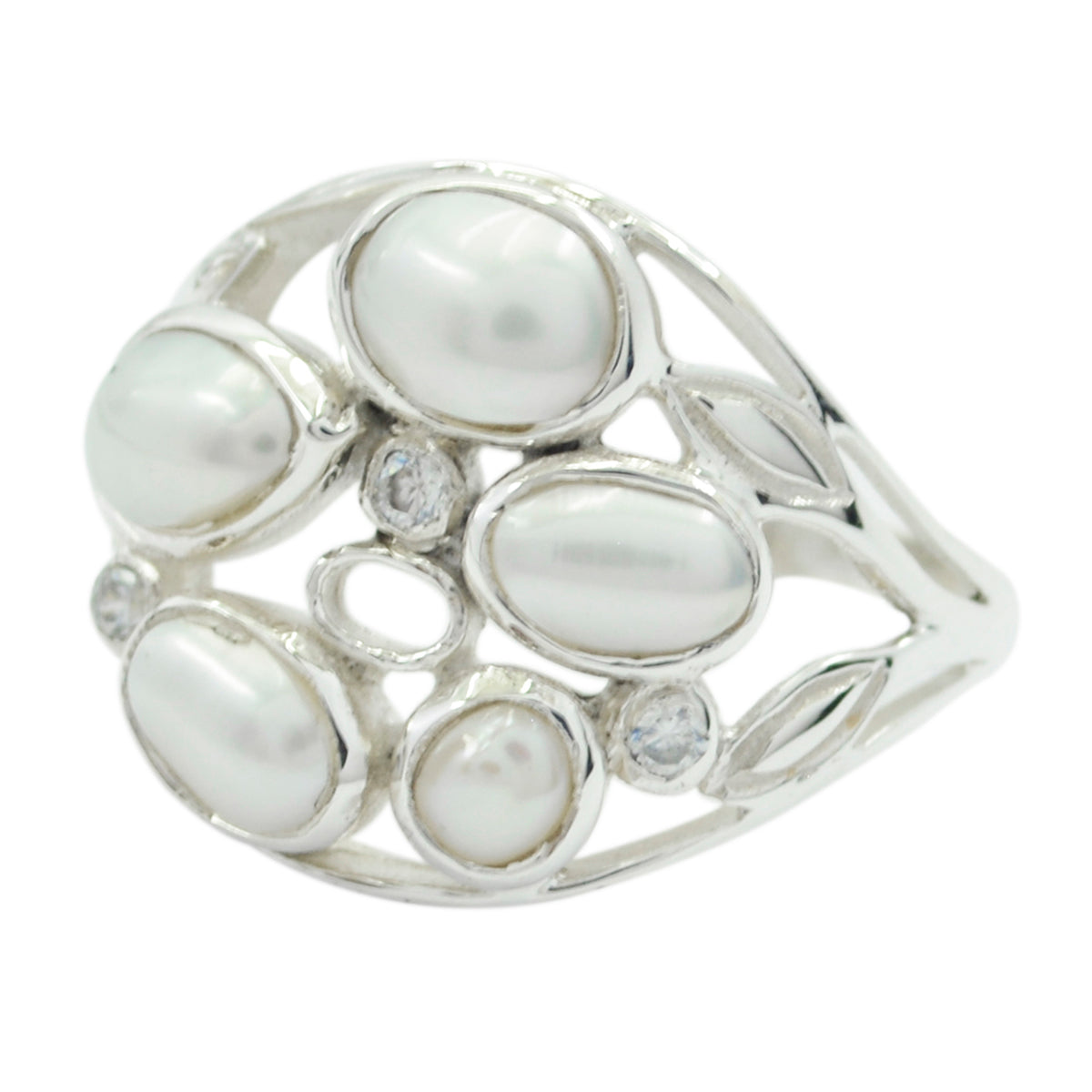 Sofia luxury white gemstone ring featuring multiple white gemstones and intricate silver design