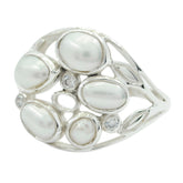 Sofia luxury white gemstone ring featuring multiple white gemstones and intricate silver design