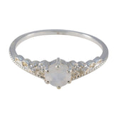 Hana Luxury White Halo Ring Elegant Silver Design Rainbow Moonstone White
