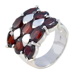 Mathilde Heritage Red Navratna ring sterling silver cluster of marquise red gemstones on polished wide band