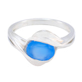 Maya Traditional Blue Solitaire Ring Blue Chalcedony Blue
