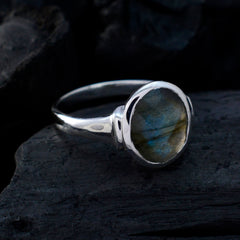 Meera Abstract Grey Solitaire Ring with Labradorite Stone