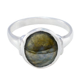 Meera Abstract Grey Solitaire Ring with Labradorite Stone Labradorite Gray
