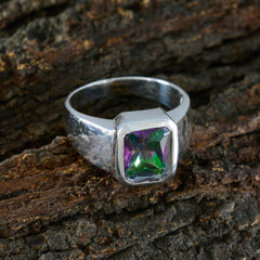 Meera Multicolor Solitaire Ring in Sterling Silver