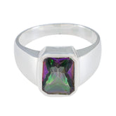 Meera Multicolor Solitaire Ring in Sterling Silver Mystic Quartz Multicolor