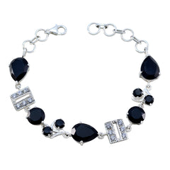 Riley Minimal Black Links Bracelet for Stylish Elegance Black Onyx Black