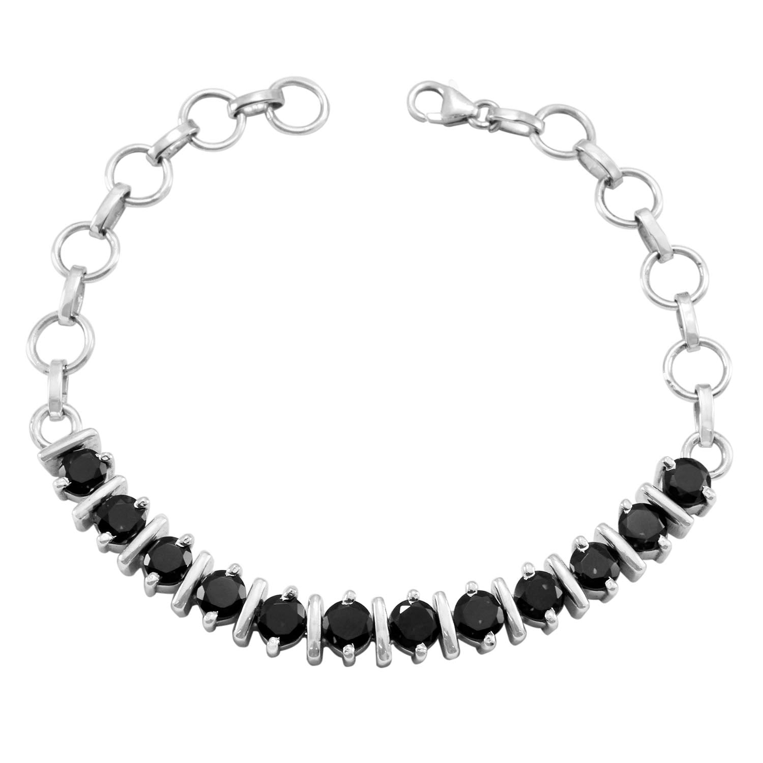 Ines Minimal Black Tennis Bracelet for Everyday Wear Black Onyx Black