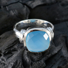 Lourdes Modern Aqua Solitaire Ring in Sterling Silver