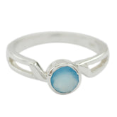 Sakura Modern Aqua Solitaire Ring in Sterling Silver Aqua Chalcedony Green